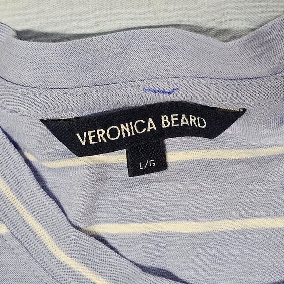 Veronica Beard Jean Mason Baseball Tee Women Size L Blue - Picture 7 of 16